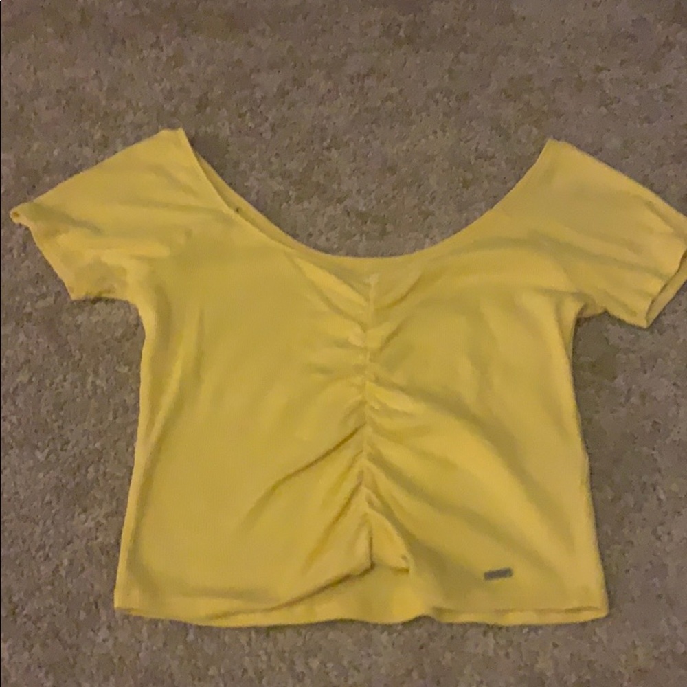 Off the shoulder yellow top